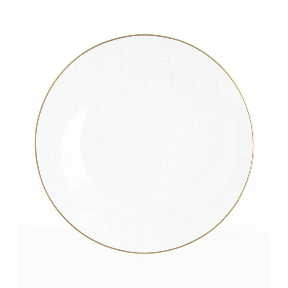 Domenico Vacca by Prouna Alligator Print 24K Gold Rim Dinner Plate 11" inch New